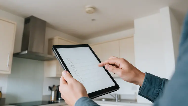 A property inspection in a rented kitchen
